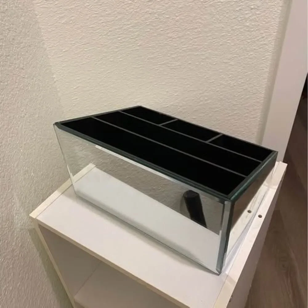 5 Compartment Mirrored Organizer With Rhinestone Trim